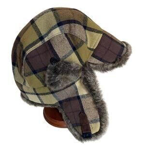 David & Young Men's Sustainable Recycled Fashion Beanie OS Brown Black Faux Fur